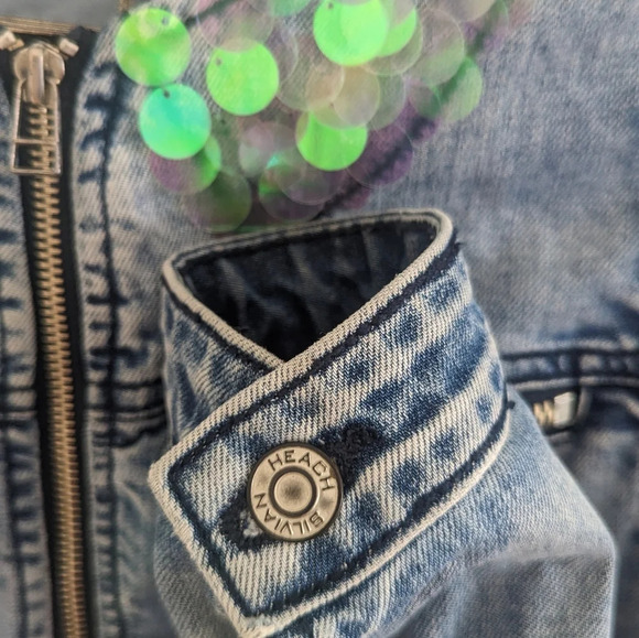 Silvian Heach Sequined Collarless Denim  Jacket XS - Picture 10 of 13